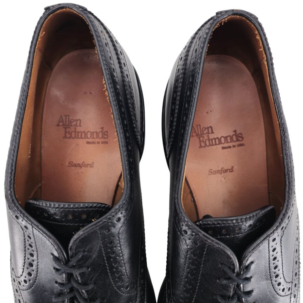 Vintage Allen Edmonds Dress Shoes Men's 10.5D Black Leather Cap-toe Oxfords USA - Picture 5 of 11